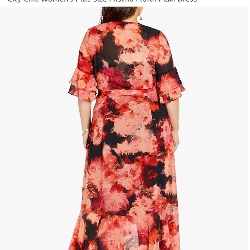 City Chic pink lily white floral strappy maxi dress XS 14 - Picture 2 of 6